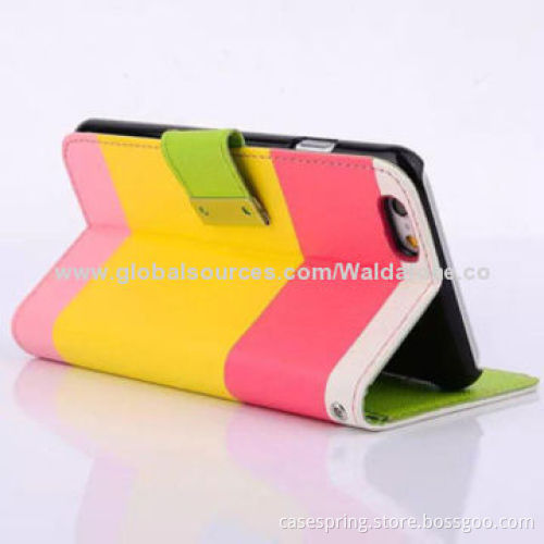 Rainbow-colored PU Leather Case for iPhone 6, Collision Color